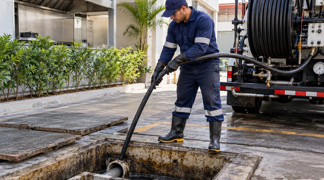Hidrojateamento de Caixa de Gordura em Franca‑SP