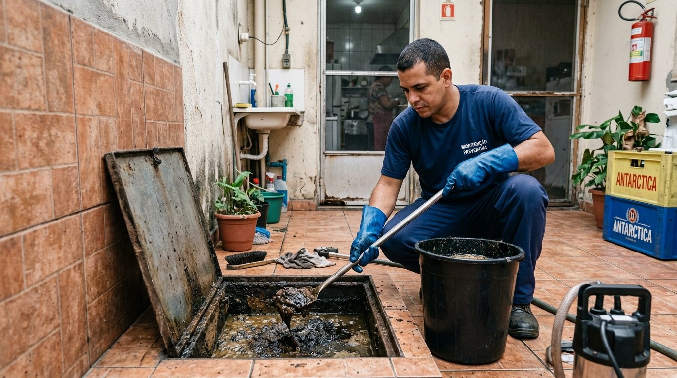 Limpeza de Caixa de Gordura com Equipe em Franca‑SP